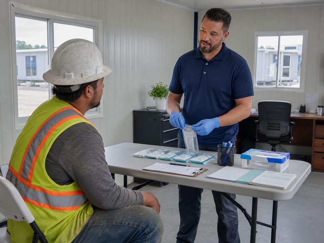On-site specimen collection at a job site office